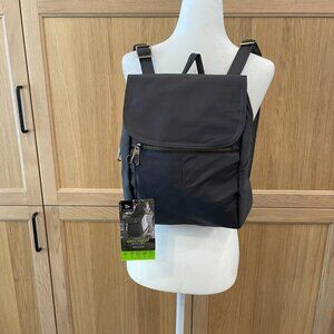 EUC- Travelon Anti- Theft Signature Slim Backpack in Gray with Pink Lining